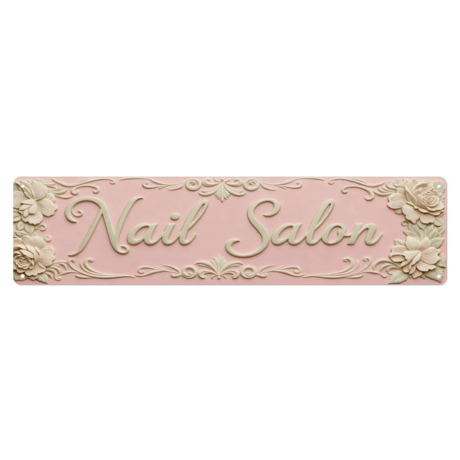 Floral Ornate Script Design Pattern Metal Tin Sign Plaque