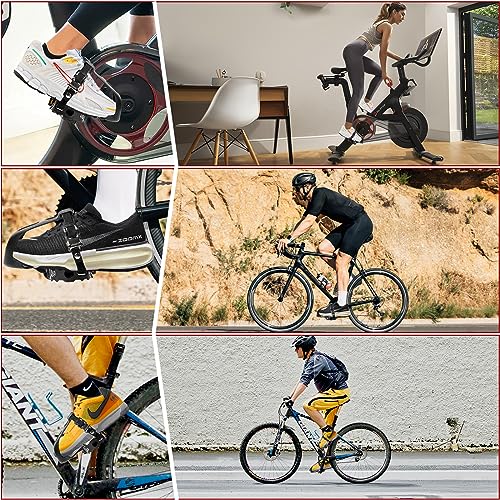 image for Bucklos Bike Pedals with Toe Cages and Straps - Bicycle Toe Clips Cage