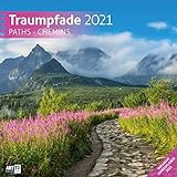 Traumpfade 2021, Wandkalender / Broschürenkalender im Hochformat (aufgeklappt 30x60 cm) - Geschenk-Kalender mit Monatskalendarium zum Eintragen
