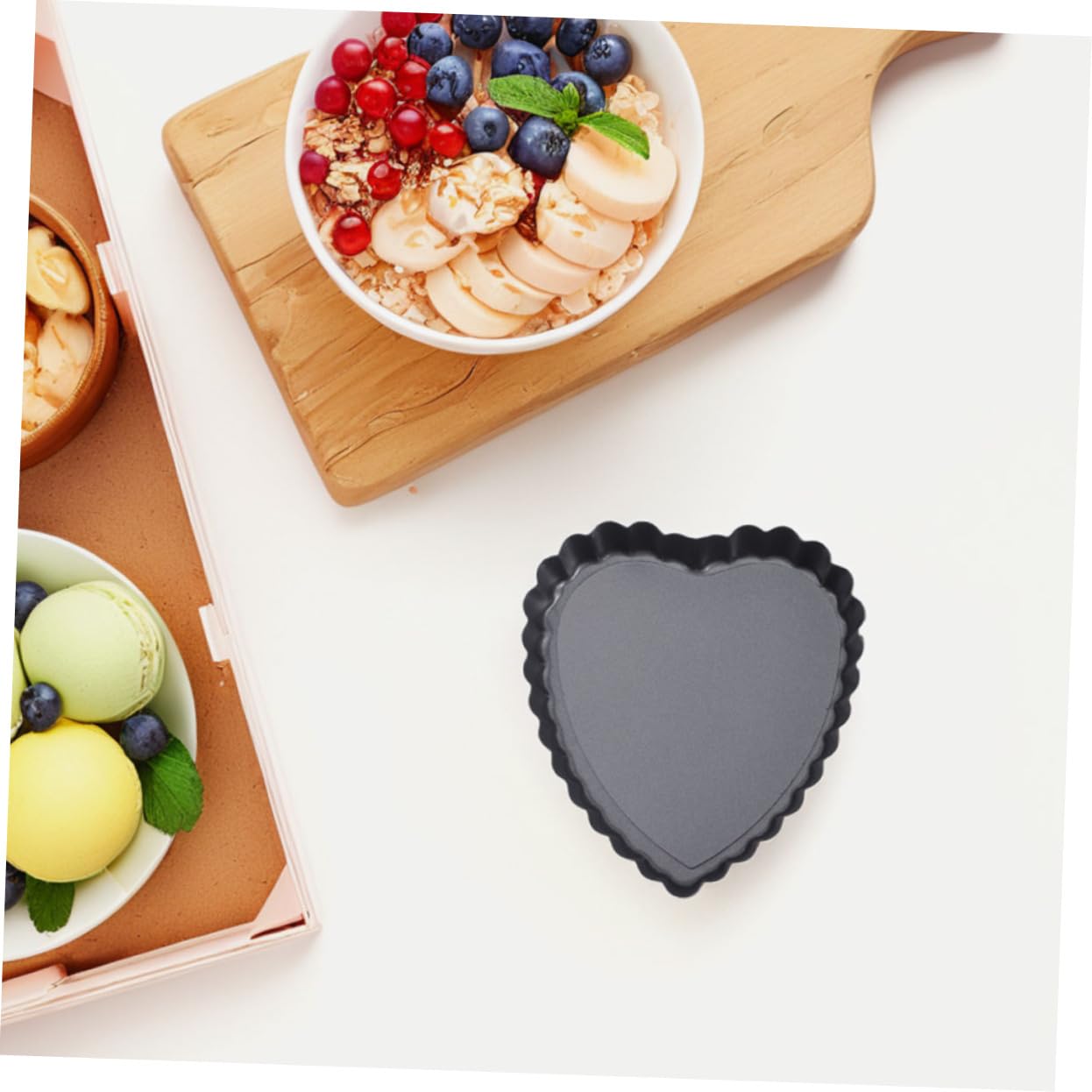 IMIKEYA Mini Tortiere Cuore con Fondo Removibile e Rivestimento Antiaderente Design Elegante a Onde Set 6 Pezzi in Acciaio al Carbonio per Cucina e Dolci Fatti in Casa