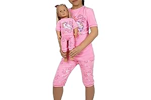 Girls Unicorn Pajamas with Matching Doll Outfit