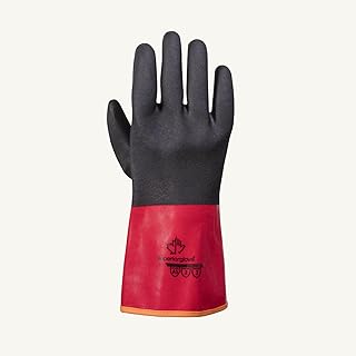 M DIAMOND M Gloves Cut Protection & Black Nitrile Full Hand, Red PVC Coating, ANSI 2 Heat Protection, Size 11 (Pack of 12)
