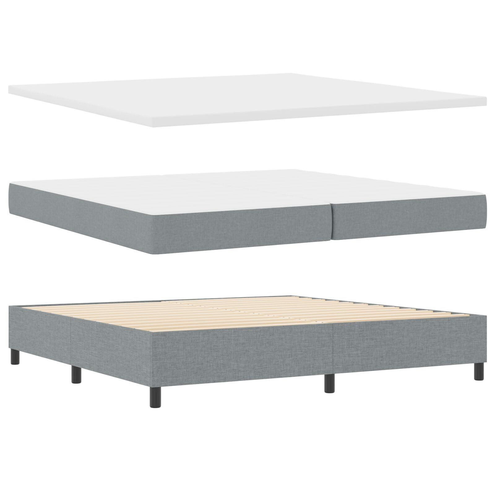 Letto Boxspring con Materasso e Panchina Grigio Chiaro Letto Multifunzione Struttura letto per camere da letto Adatto per hotel e studi 200x200 cm Tessuto