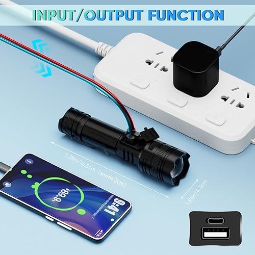 Miniatura 5 de Linternas LED recargables de alto lúmenes, 2000 lúmenes, linternas tácticas potentes, luz de flash súper brillante impermeable con 5 modos y