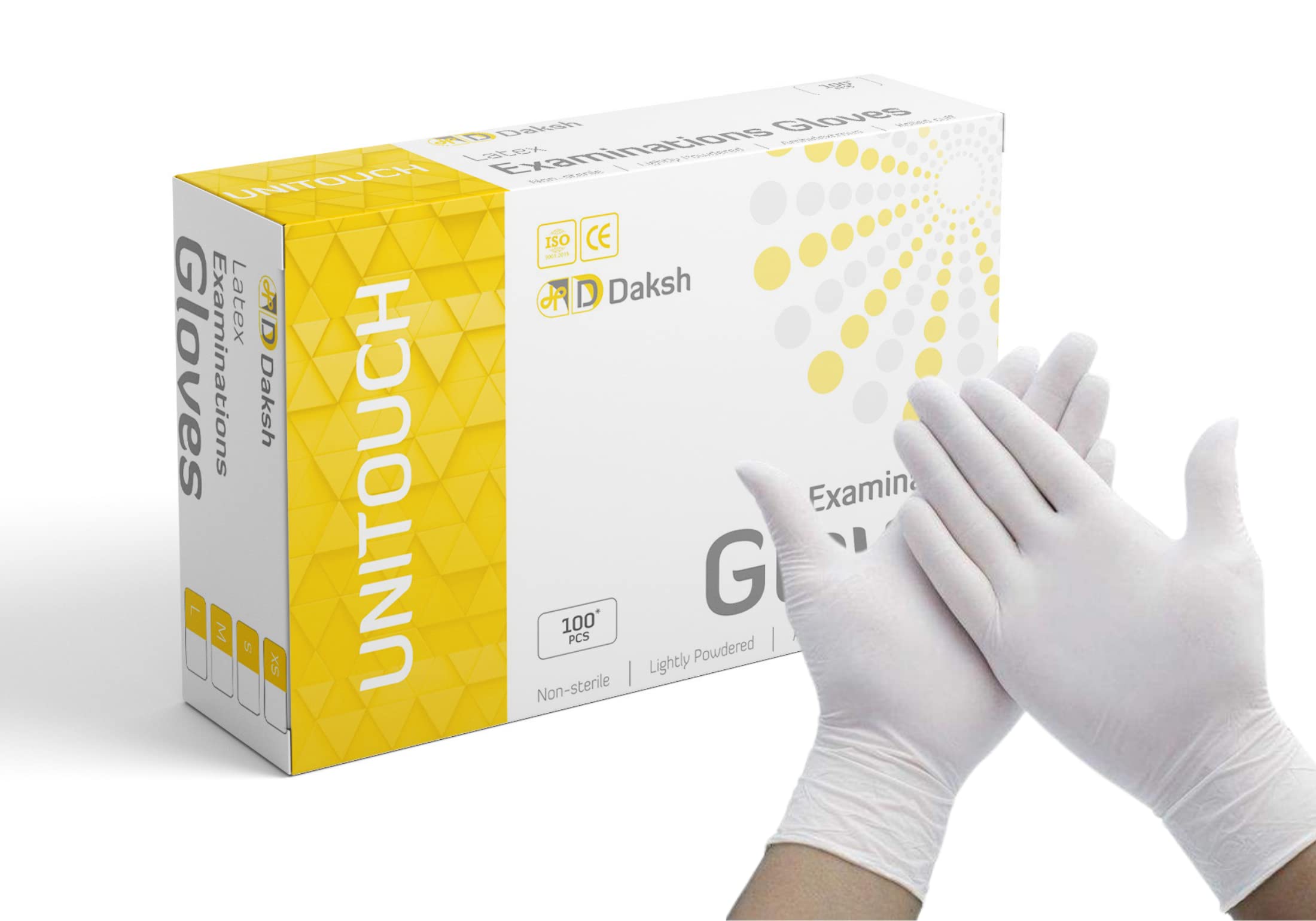 Unitouch Latex disposable Powdered Examination Glove for Medical/Hospital/dental use (L, 100)