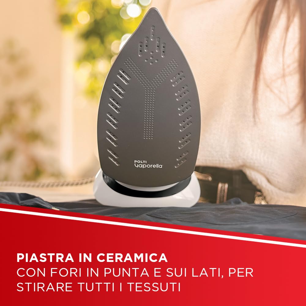 Polti Vaporella Quick Q080, Ferro da Stiro a Vapore con Piastra con Rivestimento in Ceramica, Potenza Max 2600 W, Colpo di Vapore 180 g, Serbatoio 300 ml, Bianco e Nero