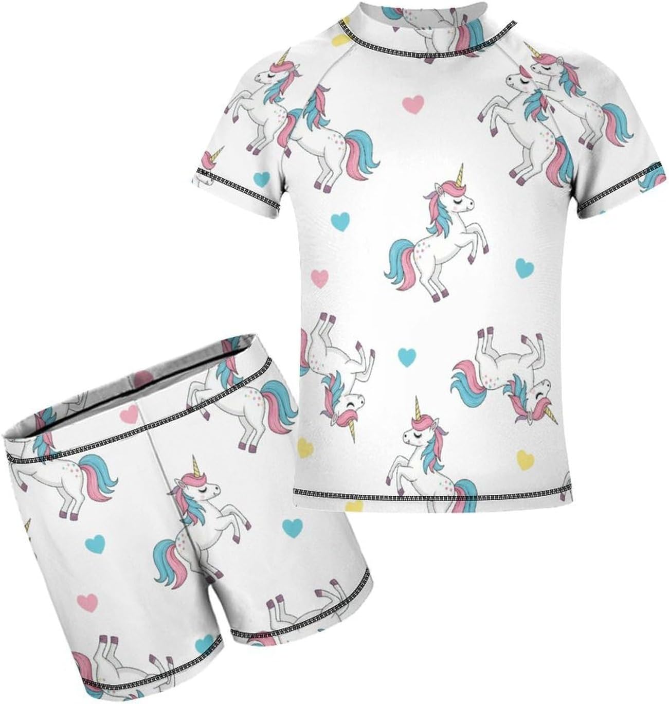 Cartoon Dinosaur Boys' Short Sleeve Swimsuit and Swim Trunk 2-piece Set