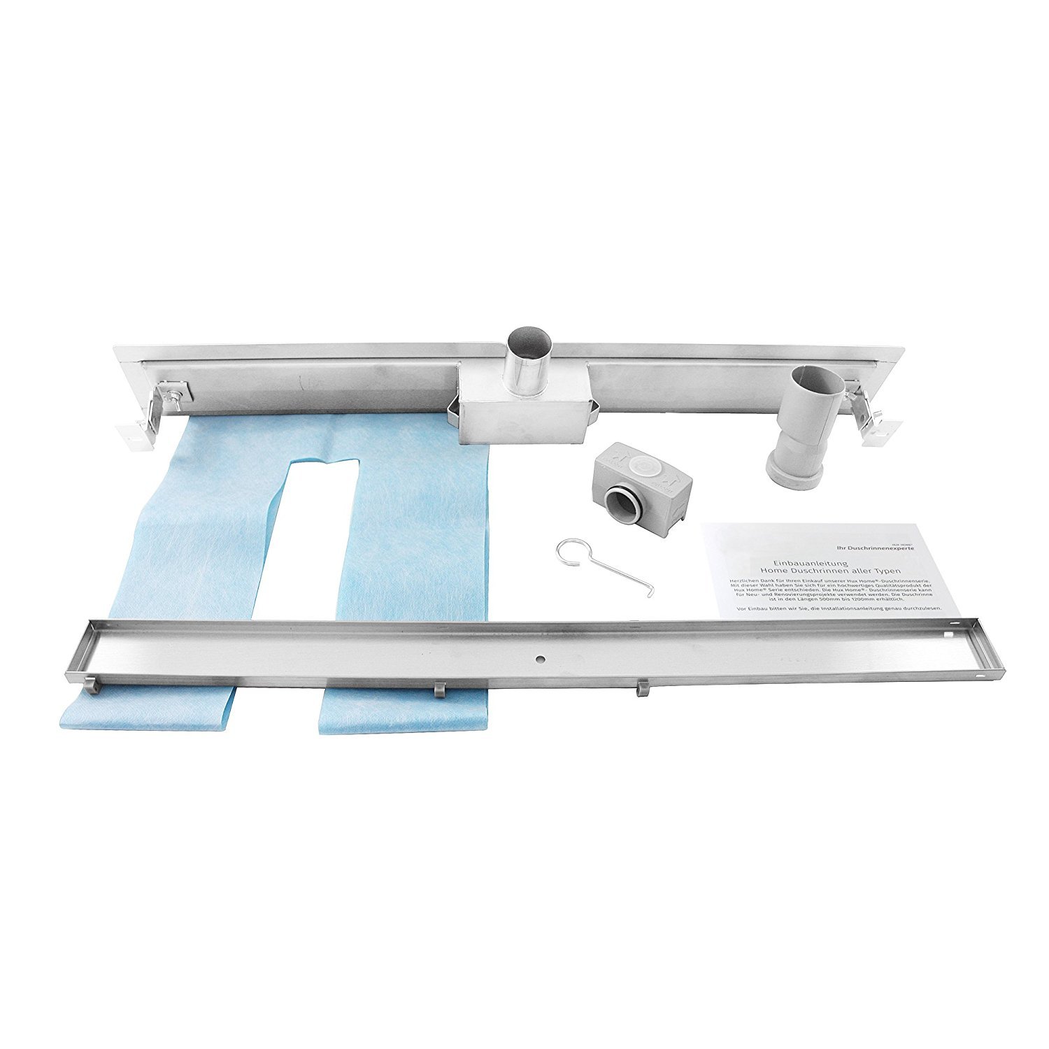 Elbe Canaletta scarico per doccia con griglia a feritoia Canalina doccia in acciaio inox Piletta Drenaggio con flangia perimetrale 70 cm RN-K070A