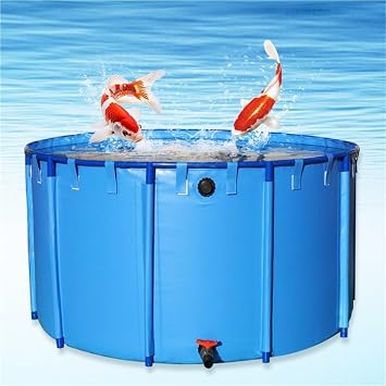 Canvas Above Ground Fish Pond with Drain Valve, Fish Pond with Sturdy Steel Frame, Round Thickening Stock Tank for Outdoor39.4X H23.6in