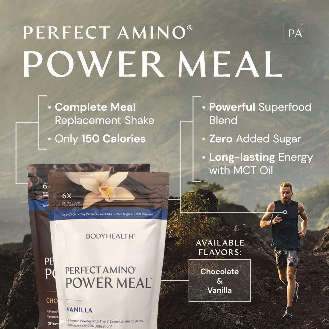 BodyHealth PerfectAmino Power Meal Shake New Dark Chocolate Flavor with MCT Oil Carb 10 and Perfect Amino Protein Base 20 Servings product thumbnail 5