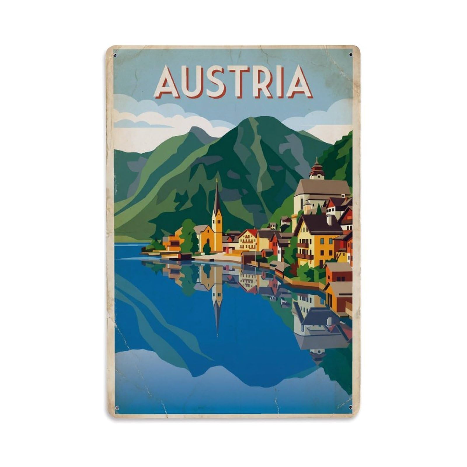 Gead 8X12inch Style Vintage Travel Austria Reflection Metal Tin Sign