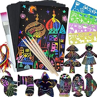 ZMLM Scratch Paper Art Set for Kids - 107 Pcs Rainbow Magic Scratch