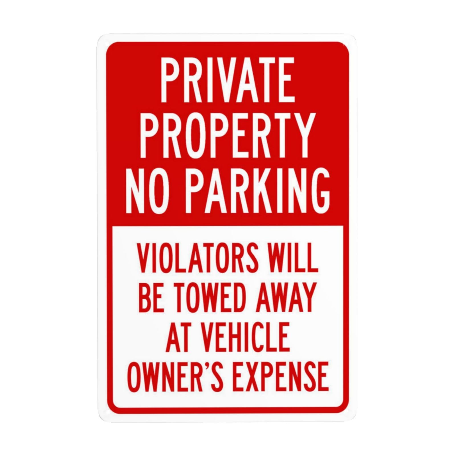 SMAZDFXX Private Property No Parking Violators Will Be Towed Away At Vehicle Owner's Expense Metal Warning Signs, Cautions Security Tin Sign, Safety Signs for Street Business Wall Decor 8"x12"