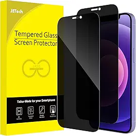 JETech Película de Vidro Temperado de Cobertura Total Privacidade para iPhone 12/12 Pro 6,1 Polegadas, Protetor de Tela Antiespião, Proteção de Ponta a Ponta, Compatível com Capa, Pacote com 2
