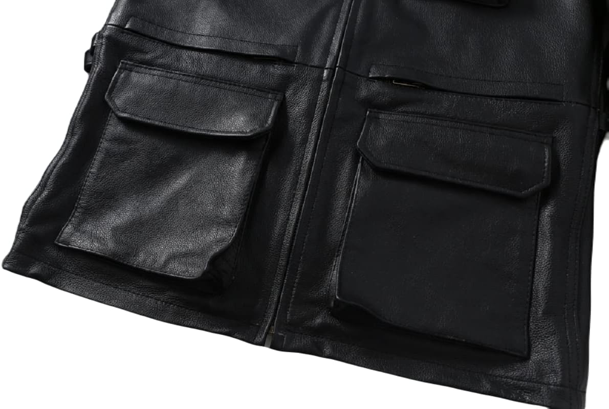 Men's Vintage Black Faux Leather Long coat Jacket Trucker Style | Vintage men's Faux Leather Trucker Jacket