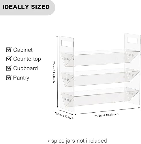 Miniatura 5 de PMMASTO Organizador de especias de acrílico para tarros de especias de gabinete, estante vertical transparente para condimentos, despensa, encimera,
