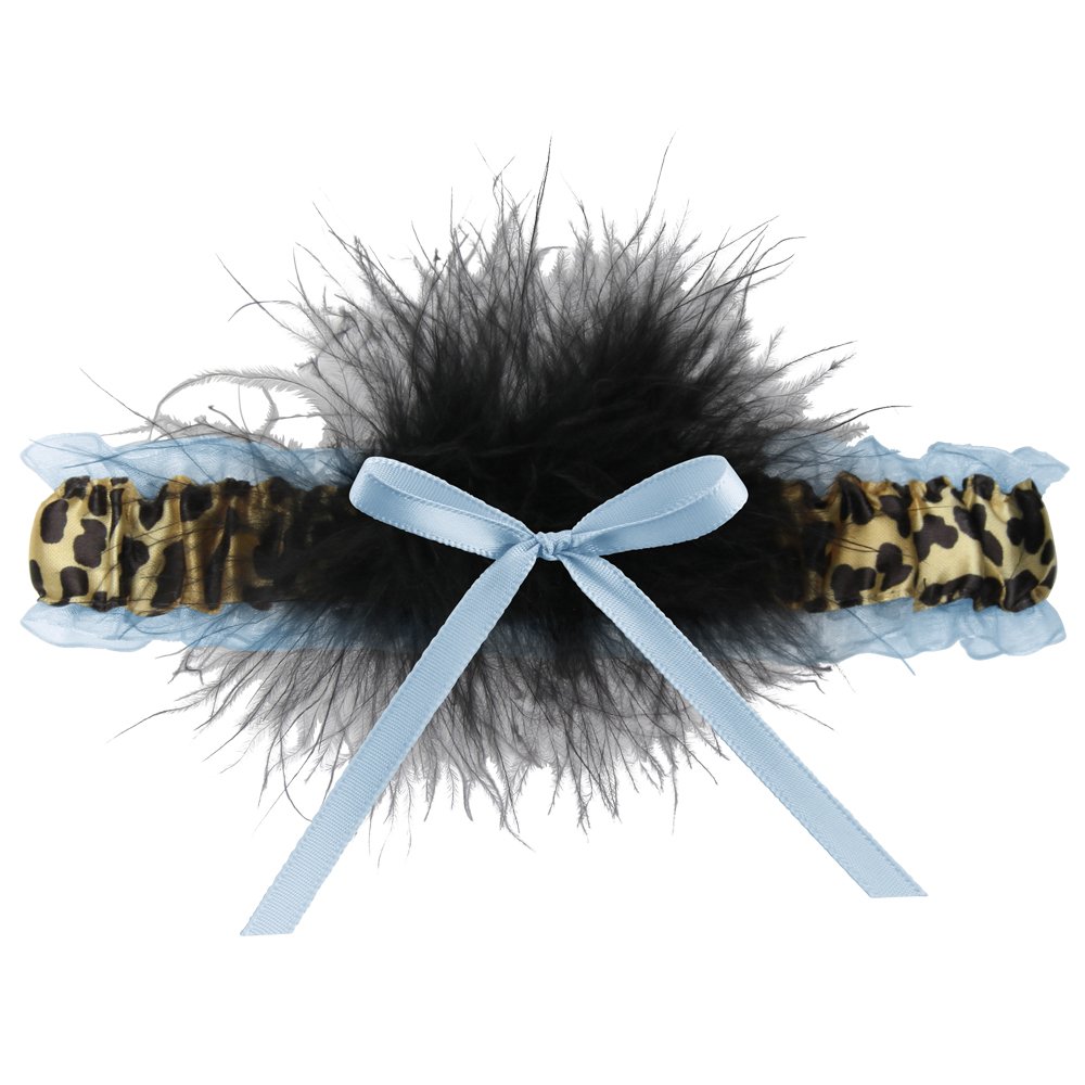 Zooey Leopard Print Garter, Light Blue