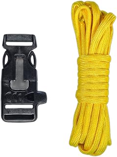 ParacordPlanet Make Your Own Survival Bracelet – 20ft Paracord and Firestarter/Whistle Buckle Kit (Neon Yellow)