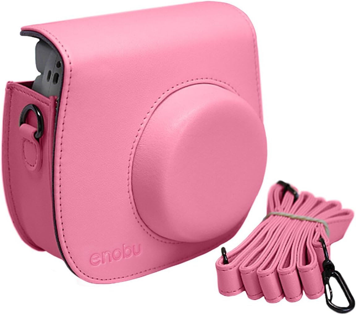 Enobu Camera Case Bag for FujiFilm Instax Mini 8 Instant Film with Strap-Pastel Pink