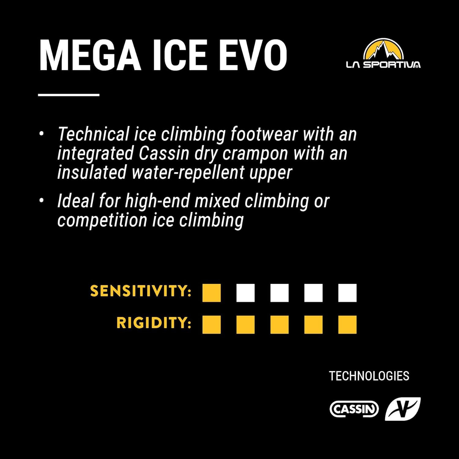 La Sportiva Mens Mega Ice EVO Climbing and Mountaineering Shoe