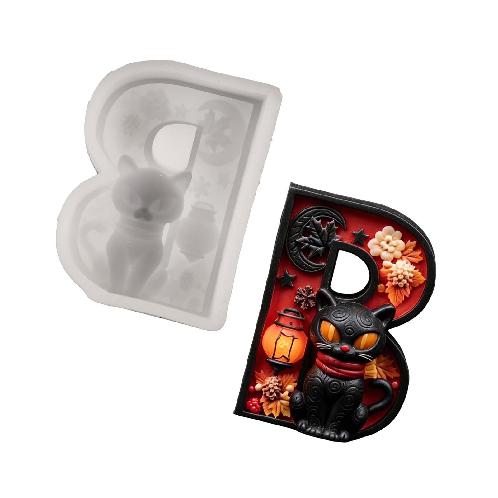 Elnwnnkc Embossing Letter B Silicone Mold Halloween Silicone Mold for and Resin Casting Project Elastomer Cast for Epoxy Rosin