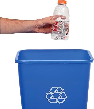 Global Industrial Plastic Recycling Wastebasket, 41-1/4 Qt., Blue