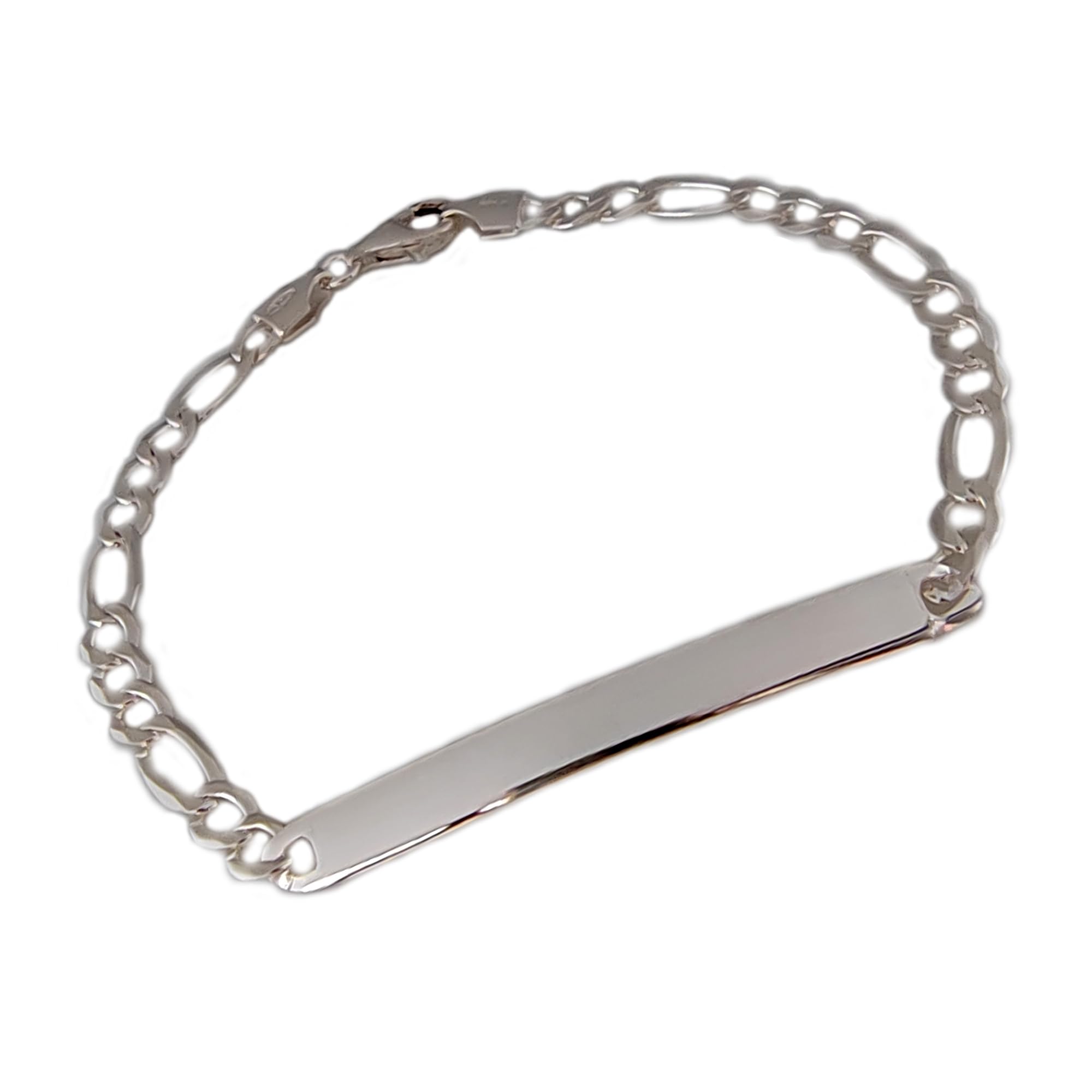 Gioielli Aurum Pulsera para hombre con placa personalizable de plata de ley 925, con níquel, hipoalergénica, 21 cm, regalo para novio o día del padre, hecho a mano, fabricado en Italia, Plata