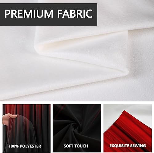 Miniatura 2 de AAtter Cortina de ventana roja y negra con diseño de patrón ombré, larga y ancha, para sala de estar, dormitorio, 1 par, 52 pulgadas de ancho x 84