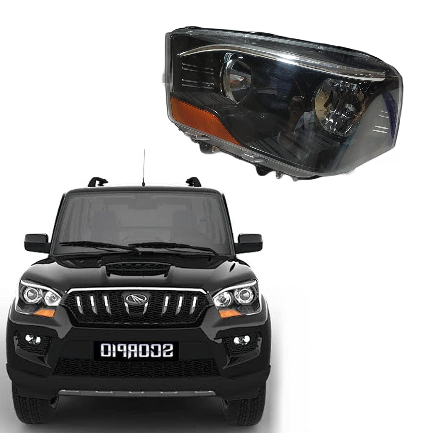 K D Headlight for Mahindra Scorpio S2/S10/S11/ S9/ S12/ S7 (All S