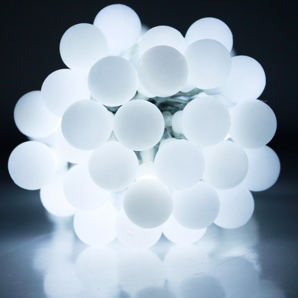 LightsGo Kids Safe Low Voltage Waterproof Berry Ball Christmas Fairy Lights 10M + 8M 100 LED Warm/Cool/Blue/Red Colour, Perfect for Christmas Tree, Party, Weddig (Cool White Berry)