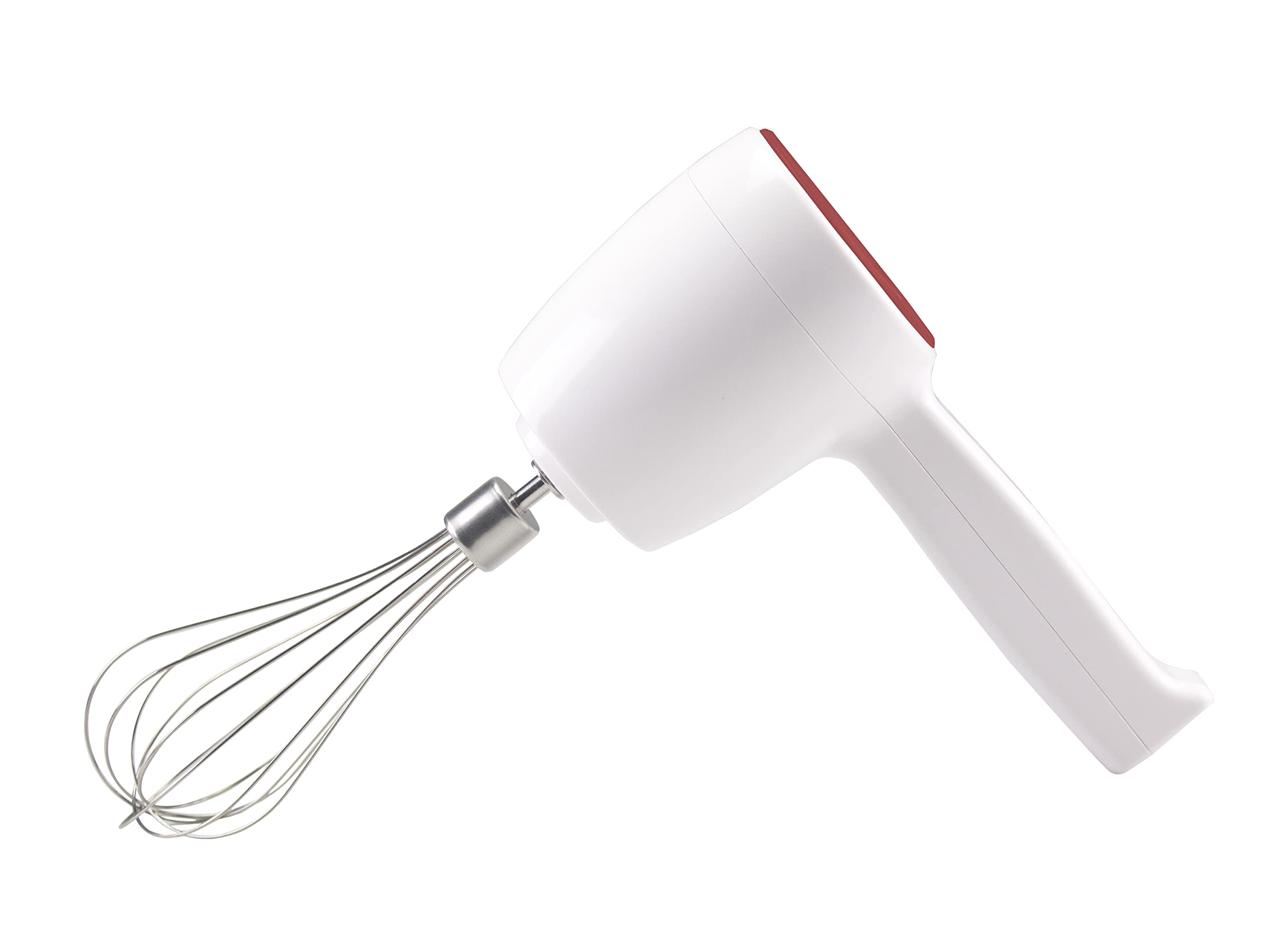 BEPER P102SBA007 Sbattitore ricaricabile senza filo, Impastatore ricaricabile, 20W, 2 Fruste in Acciaio inossidabile, 5 Velocità, Unico Tasto Funzionamento, Cavo USB incluso, Rosso/Bianco