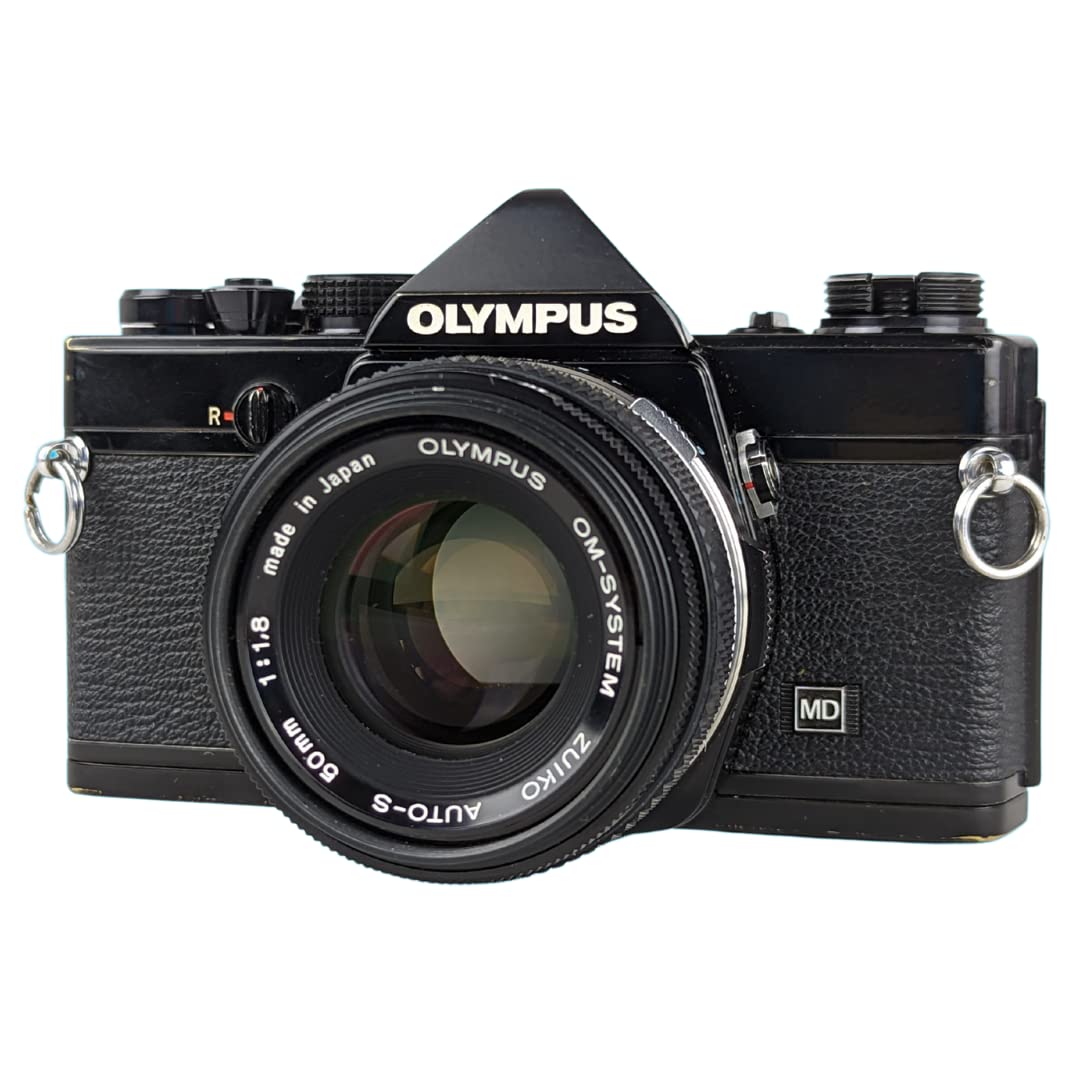 Olympus OM 1 Black Vintage 35mm SLR Film Camera with f/1.8 50mm