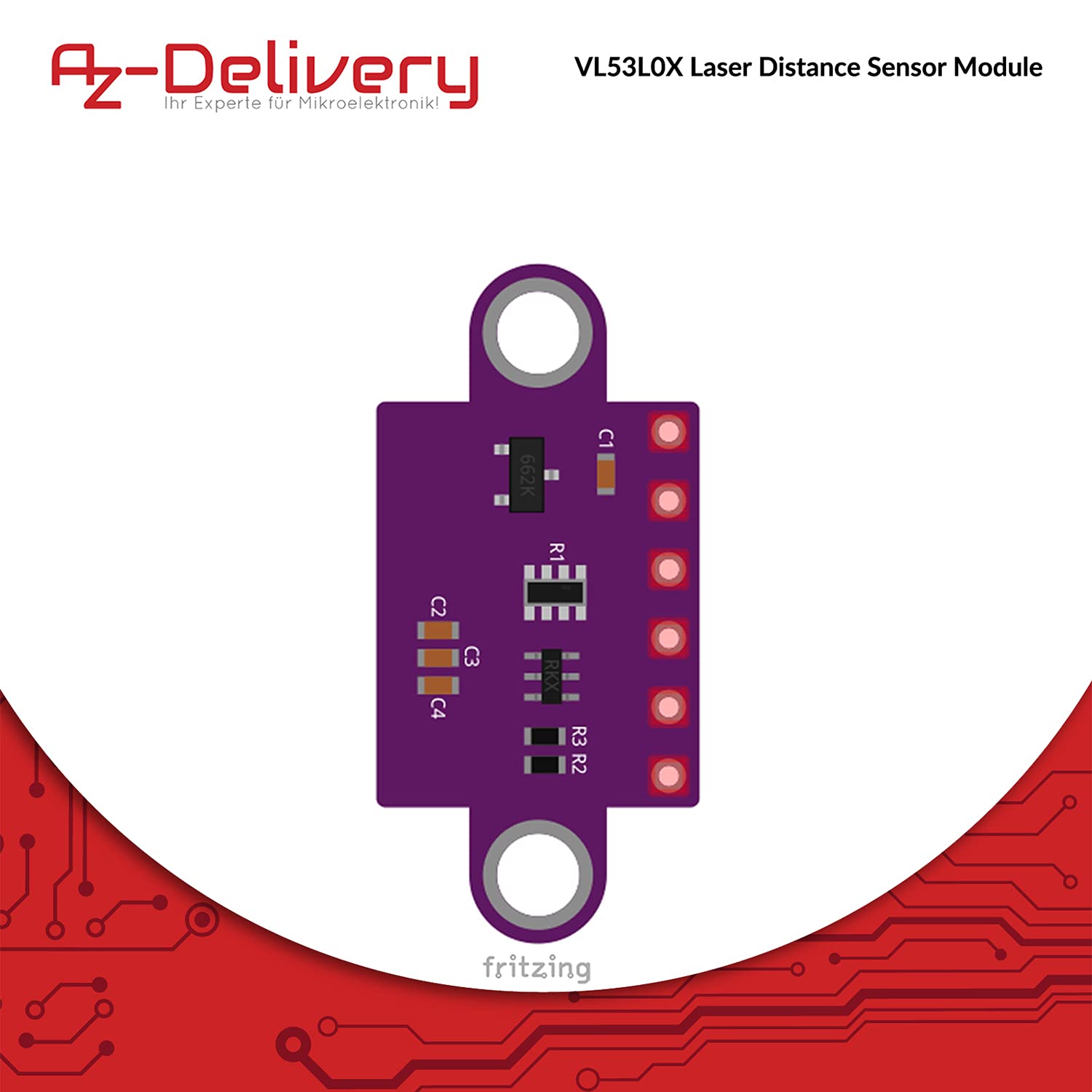 AZDelivery VL53L0X Time of Flight Sensor 940nm kompatybilny z Arduino i Raspberry Pi w tym E-Book!