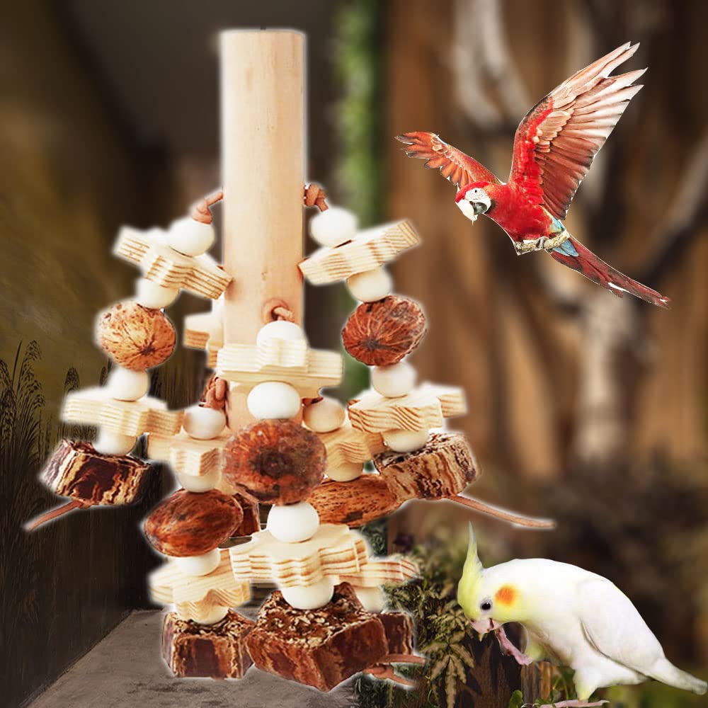 Vogelspielzeug Aus Mais & Nüssen - Hängendes Kauspielzeug Für Papageien, Sittiche & Große Vögel