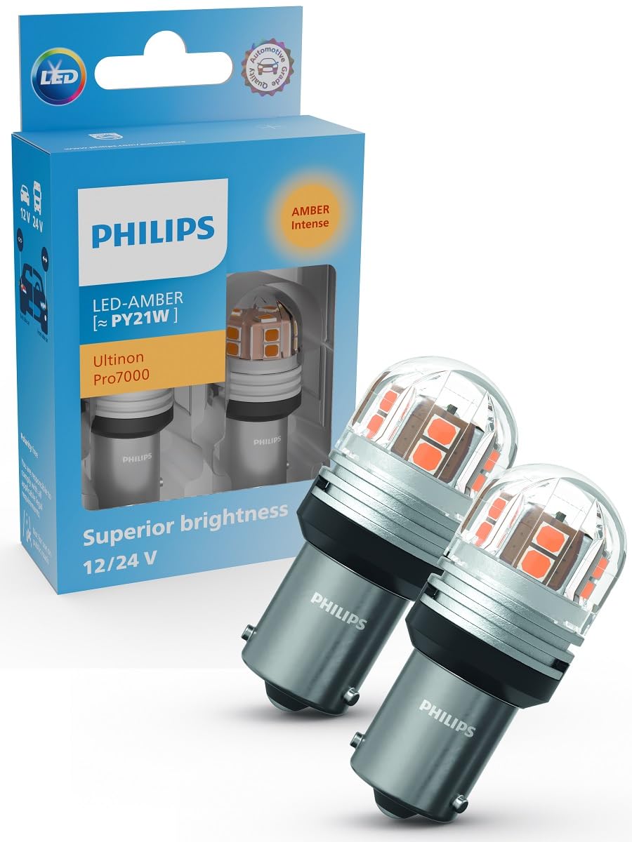 Philips Ultinon Pro7000 LED car signaling bulb (PY21W amber), 12V/24V