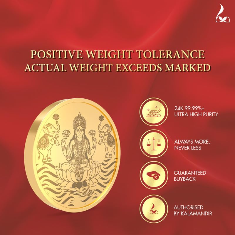 Image of Kalamandir Jewellers 24K Gold Coin | 24 kt Yellow Gold with 999.9 Purity | Gold Coin for Investment & Gifting (Wedding, Birthday & Festival)
