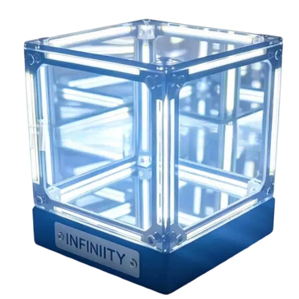Aundhegrtt Hypercube LED Box DIY Wireless Table Light Figure Display Case 4D Box Abyss Tunnel Ornament White Light