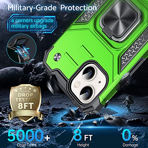 Image of Anqrp Designed for iPhone 14 Case, Military Grade Protective Phone Case Cover with Enhanced Metal Ring Kickstand [Support Magnet Mount] Compatible with iPhone 14 6.1, Grass Green