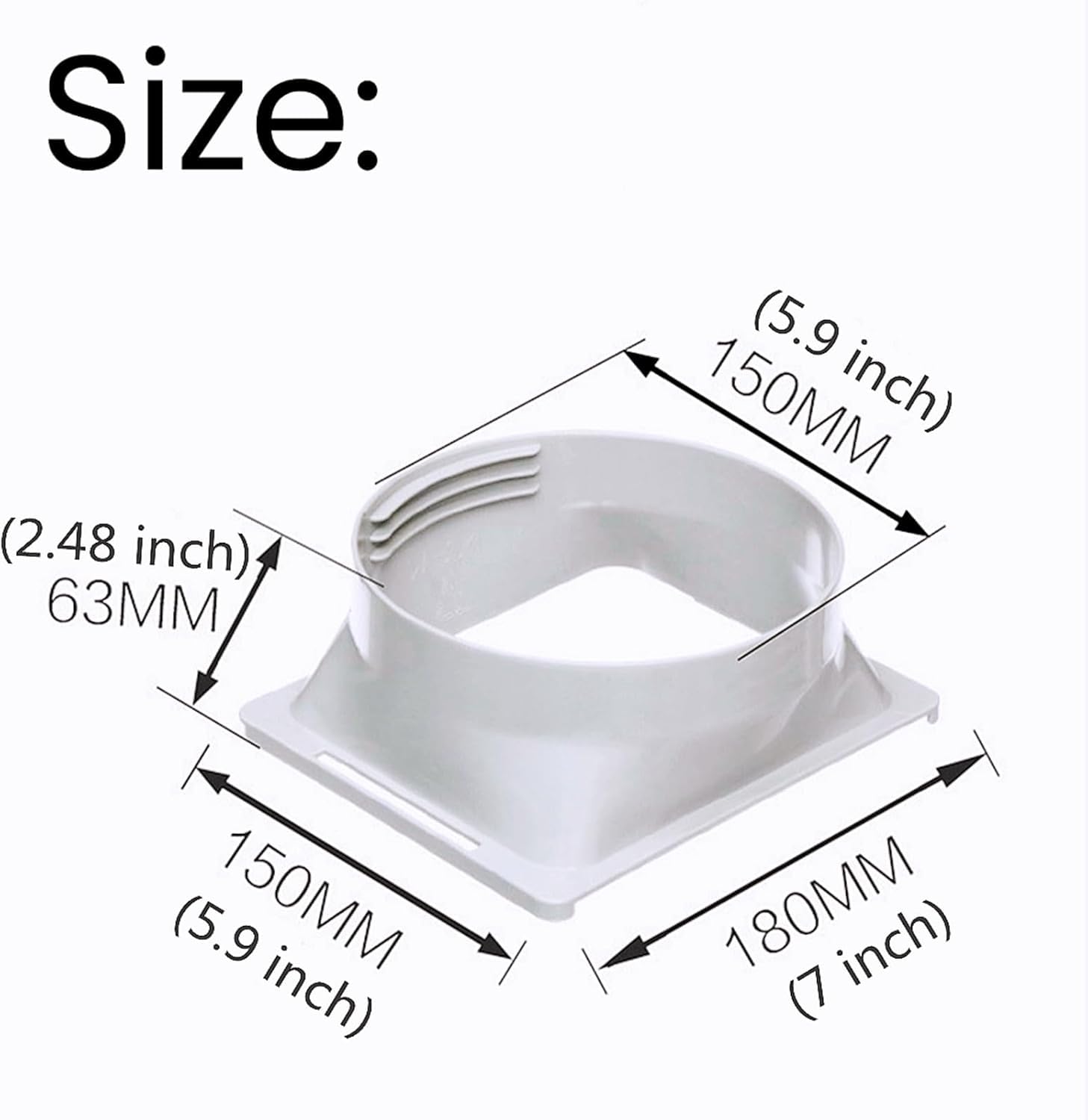 Acoplador de manguera de escape de aire acondicionado de 5.9 pulgadas, adaptador de ventana cuadrada, conector de extensión de manguera de CA, accesorios de aire acondicionado portátil y adaptador de 2