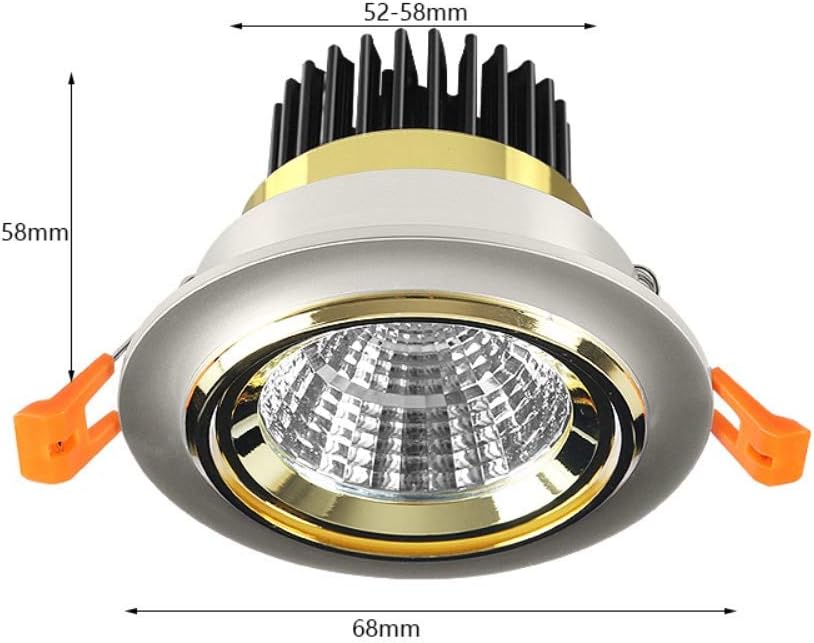 Spotlight，3W Simple Fashion Led Recessed Spotlight Anti-Glare Recessed Ceiling Light Cri80 Adjustable Angle Recessed Downlight for Hall Aisle Lighting Outdoor Lights/3200K