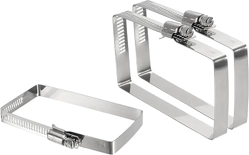 Miniatura 23 de uxcell 3 abrazaderas de manguera rectangular de acero inoxidable 304, ajustables de 2 x 2 pulgadas, abrazaderas de tubo de tubo de conducto