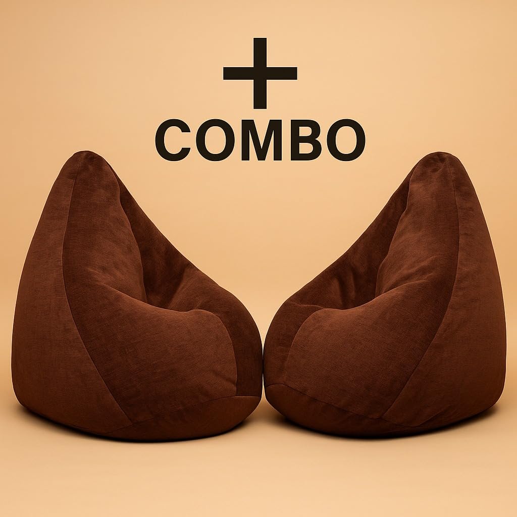 ink craft Bean Bag Cover Without Beans Durable & Stylish Covers for Ultimate Comfort, Machine Washable & Replaceable Covers | Perfect for Home & Office (1+ 1 Combo) (Brown) 3