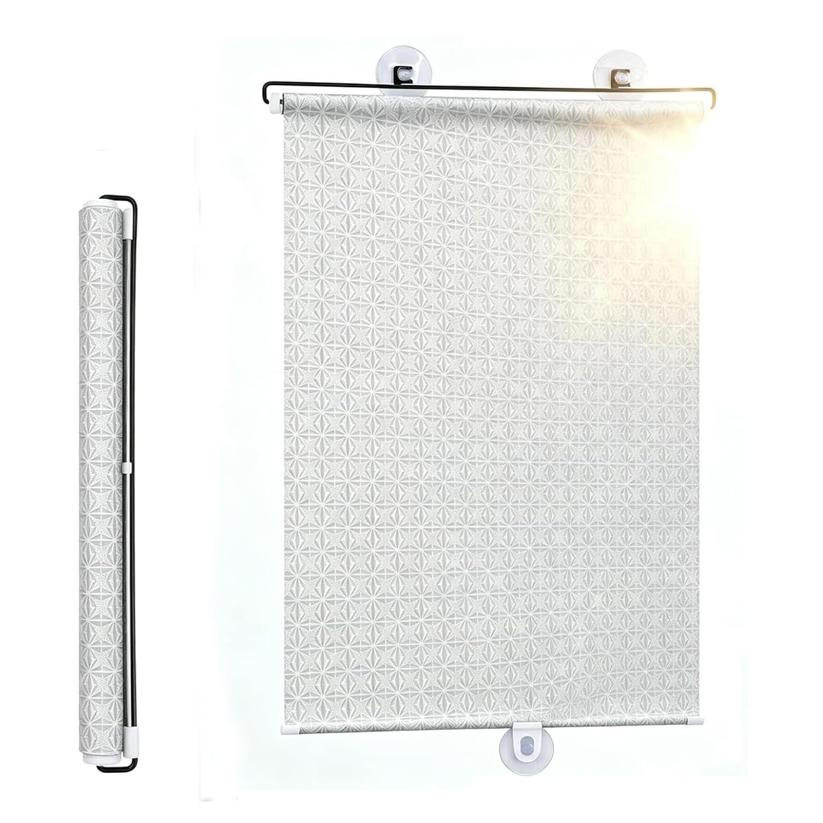 Blackout Blind Curtains with Suction Cups, Suction Cup Retractable Roller Blinds,Retractable Roller Window Shades for Home Office Bedroom Balcony(Silver,80x200cm)