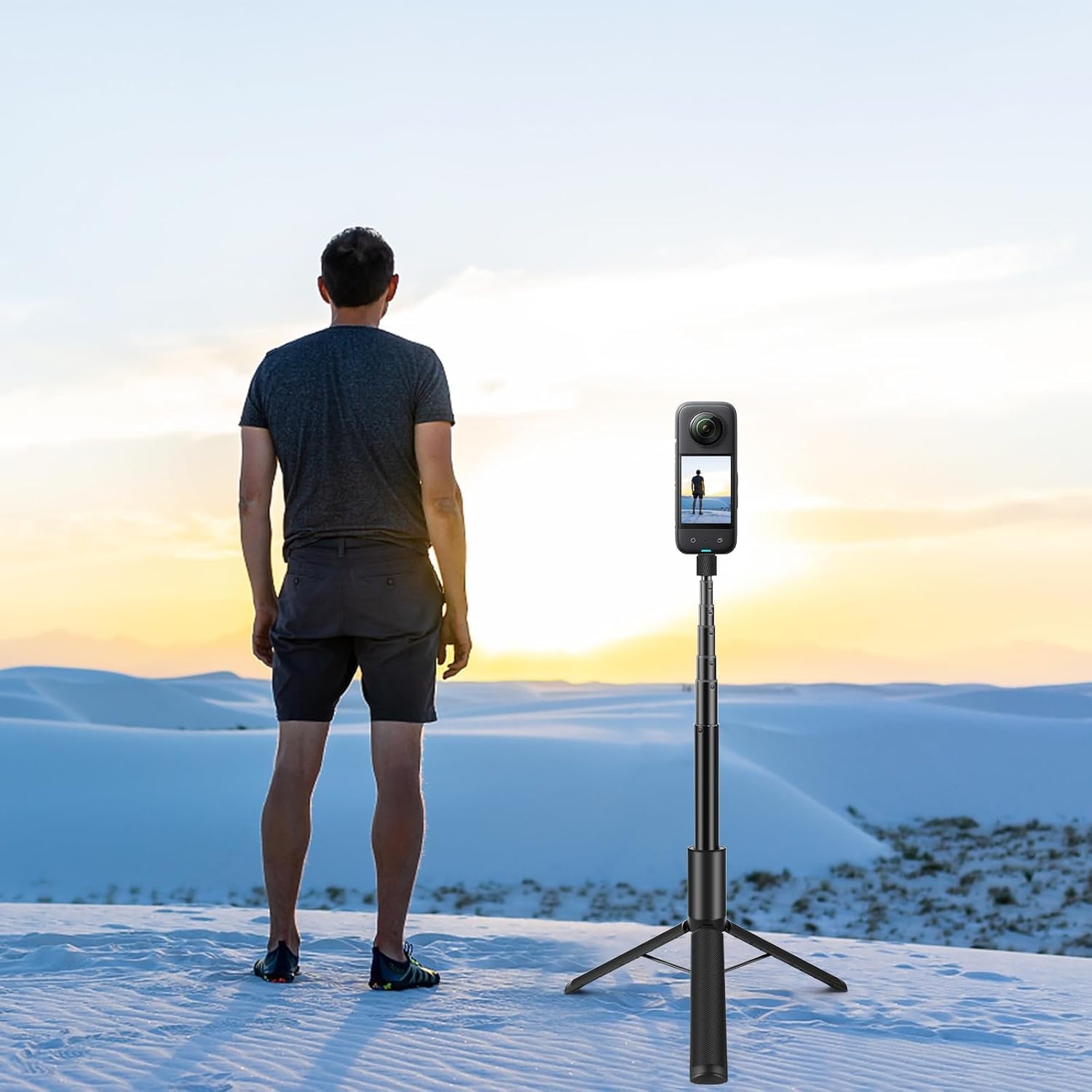Palo selfie invisible de 122 cm, trípode 2 en 1 para cámaras de acción