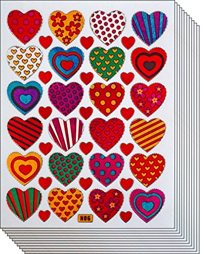 Jazzstick 240 Colorful Valentine Heart Decorative Sticker 10 sheets (VST01A06)