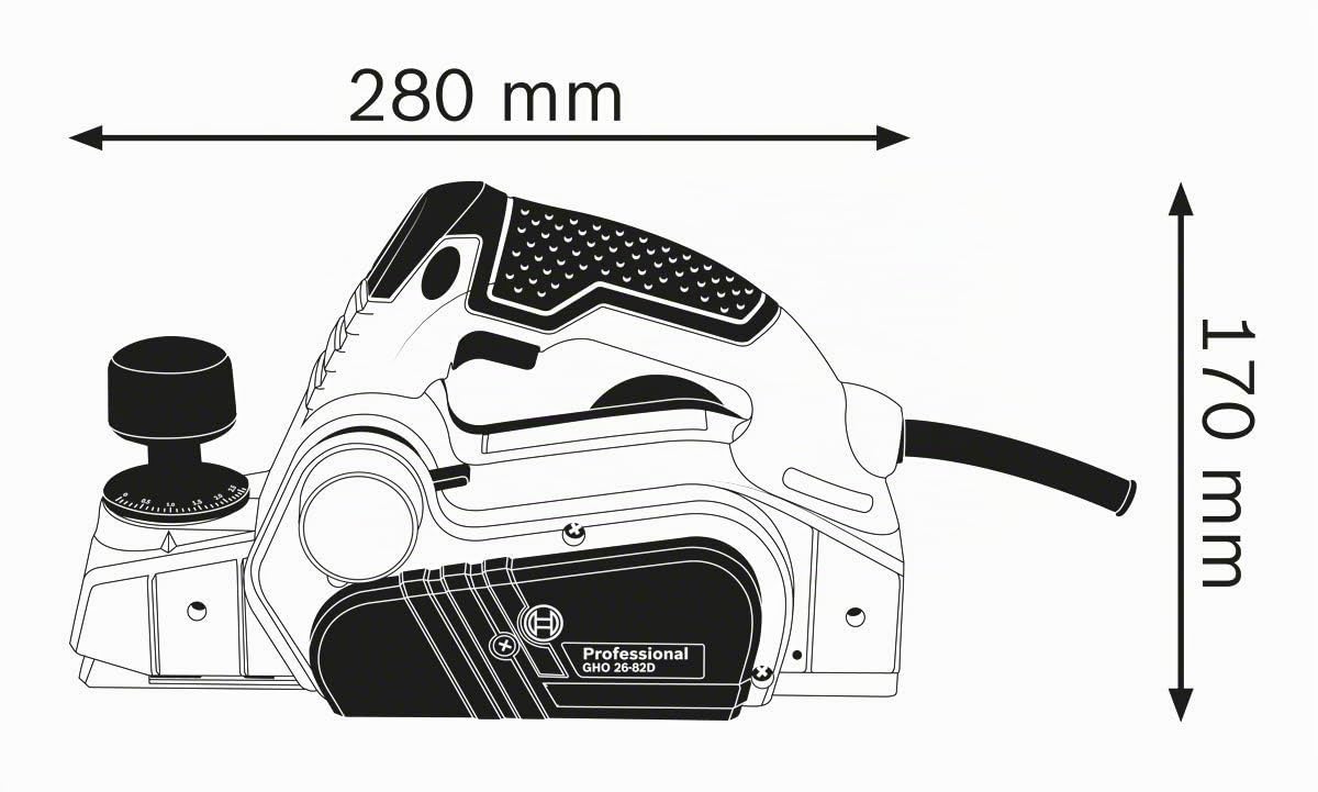 Bosch Professional cepillo GHO 26-82 D (potencia 710 W, incl. tope paralelo, llave hexagonal SW 2,5, bolsa de tela para el polvo, maletín)