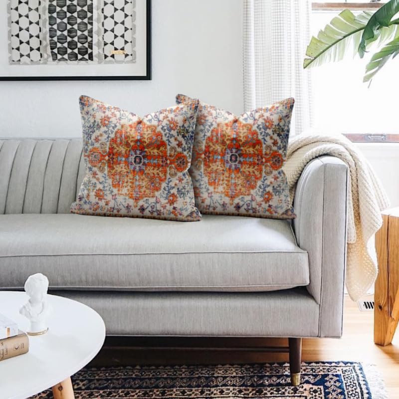 Juego 2 Fundas Fundas De Almohada Bohemias - Juego 2 Unidades 18x18" - Diseño Geométrico Verde Y Dorado Diseño Geométrico Hojas