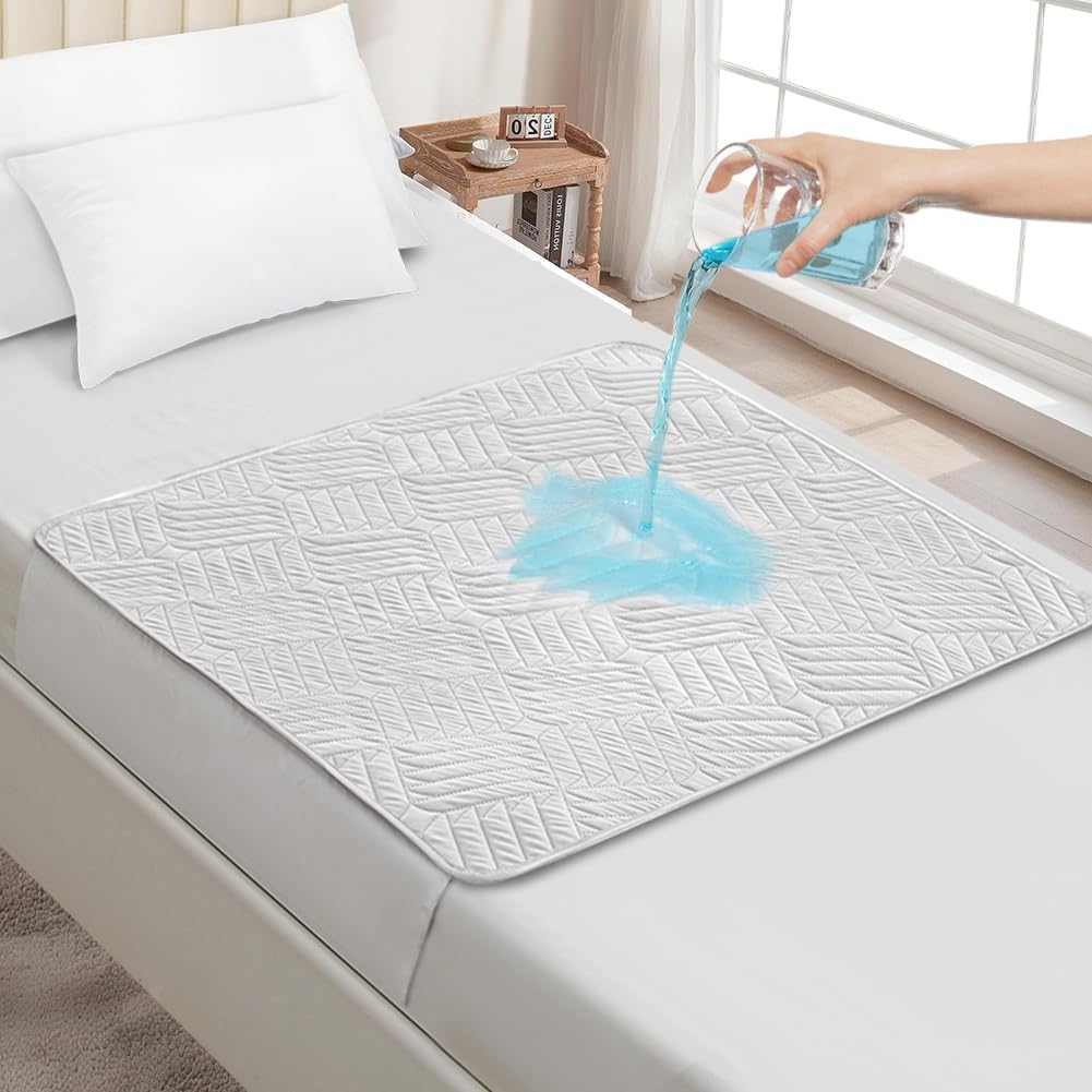 DUJUIKE Assorbente Per Incontinenza Lavabile Con Ali, Coprimaterasso Impermeabile, Lenzuolo Assorbente Riutilizzabile Per Incontinenza E Pipì A Letto, Fondo Antiscivolo (Bianco, 85×90cm)