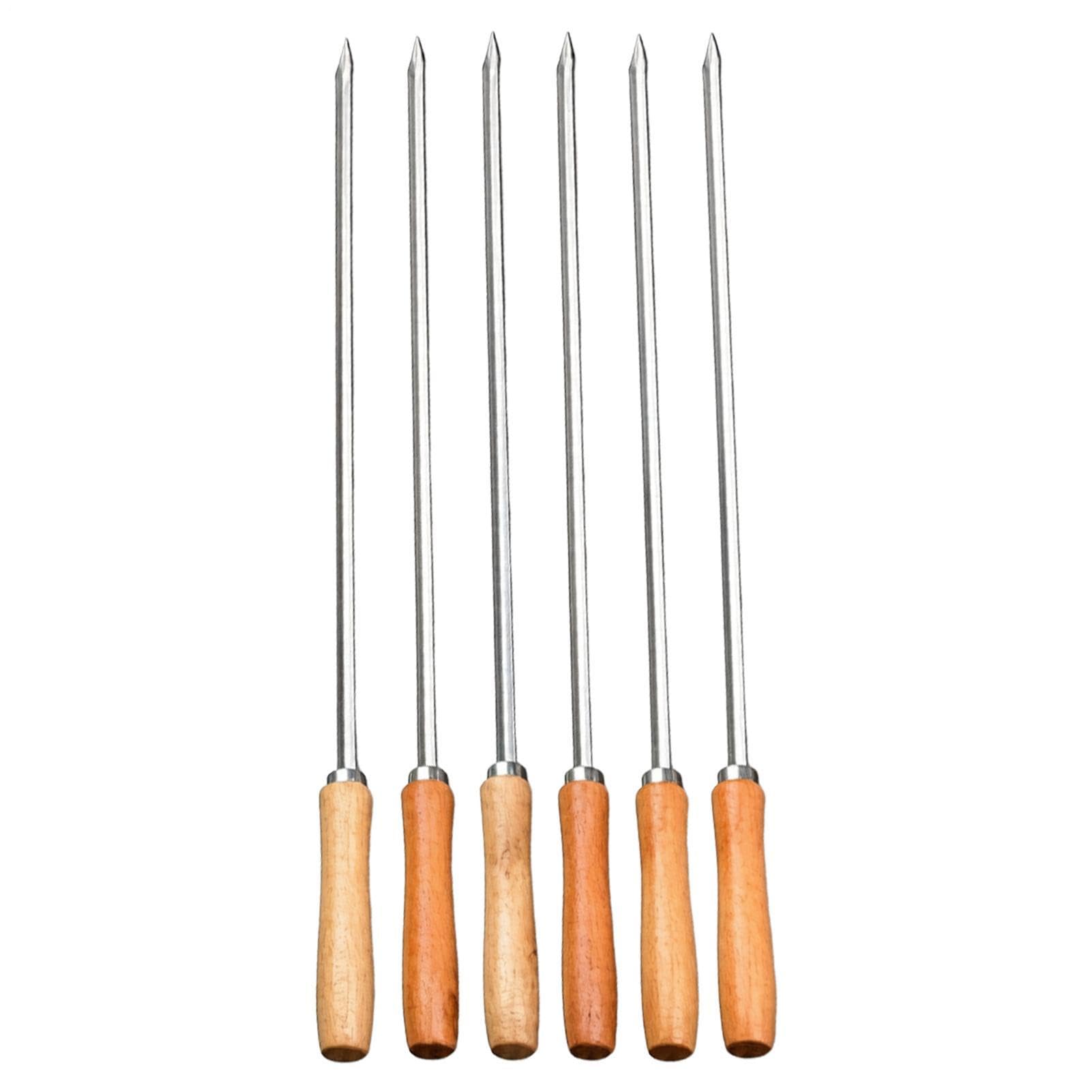 Brochetas a la parrilla y barbacoa de 6 uds, pinchos de kebab para picnic y patio trasero