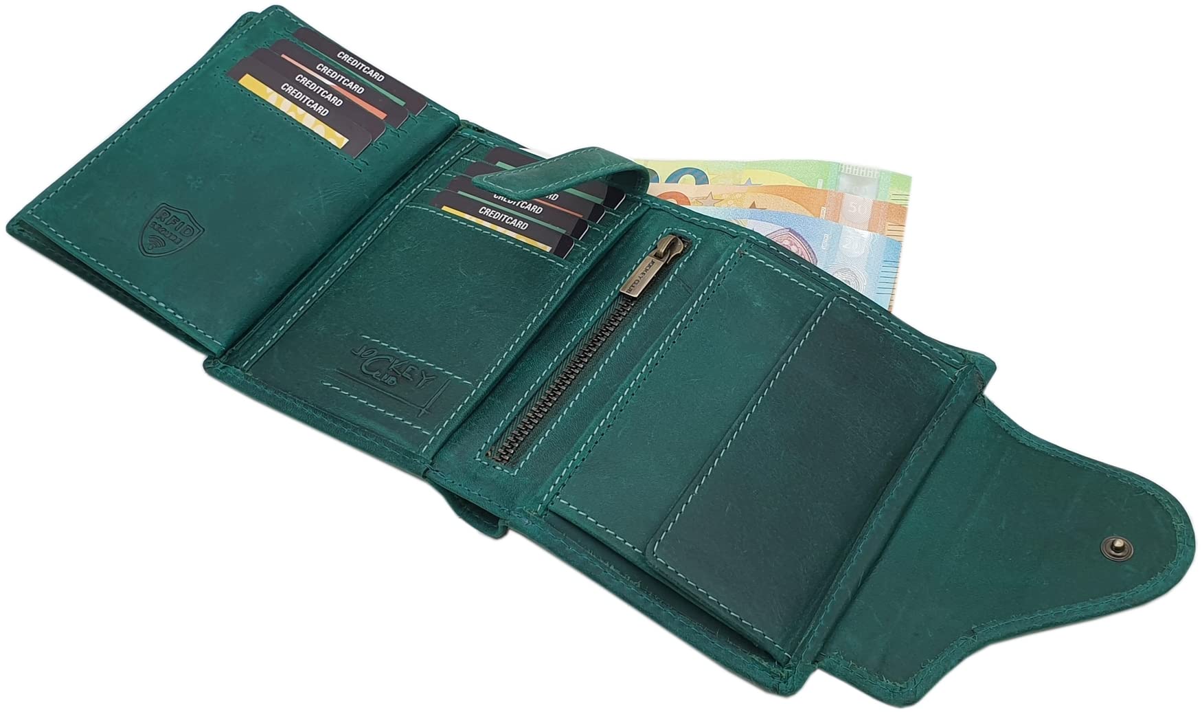 myledershop Cartera de Piel para Dama con Bloqueo RFID y NFC (Petrol)